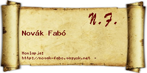Novák Fabó névjegykártya